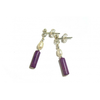 Rich Purple Sugilite and Pear Drop Earrings